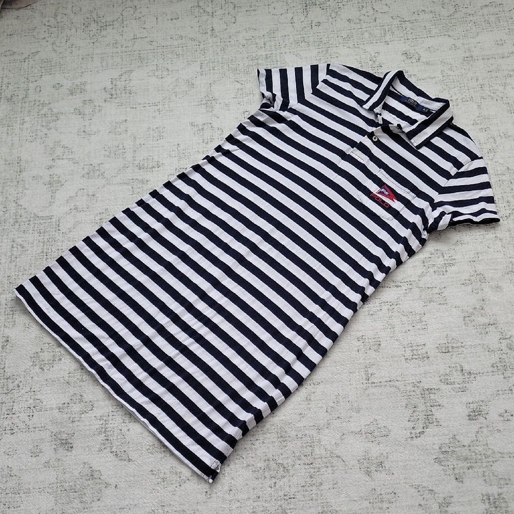 Ralph Lauren Navy and White Striped Polo Dress